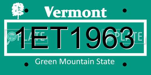 1ET1963 Vermont License Plate