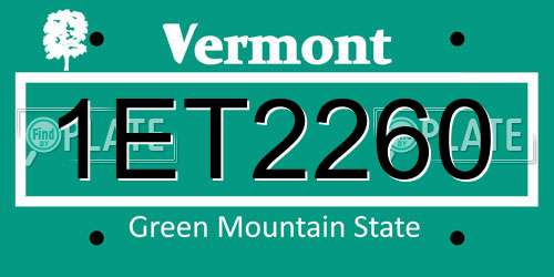 1ET2260 Vermont License Plate