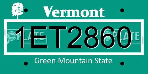 1ET2860 Vermont License Plate
