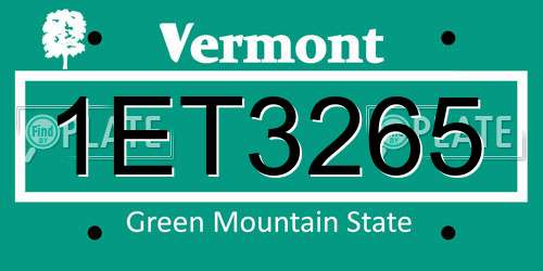 1ET3265 Vermont License Plate