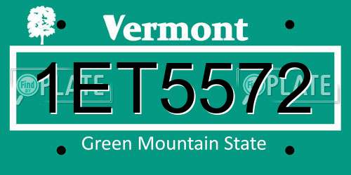 1ET5572 Vermont License Plate