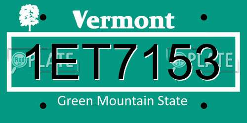 1ET7153 Vermont License Plate