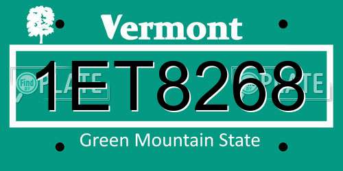 1ET8268 Vermont License Plate