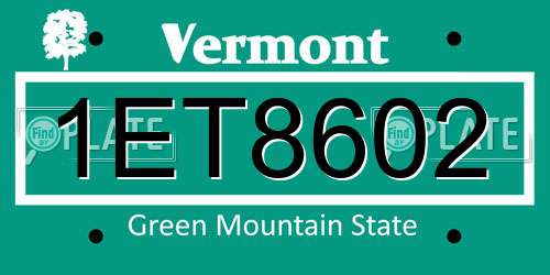 1ET8602 Vermont License Plate