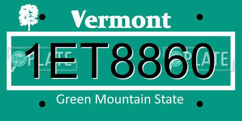 1ET8860 Vermont License Plate