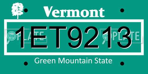 1ET9213 Vermont License Plate