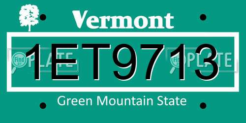 1ET9713 Vermont License Plate