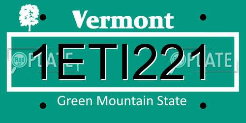 1ETI221 Vermont License Plate