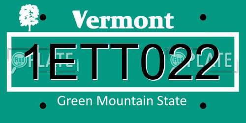 1ETT022 Vermont License Plate