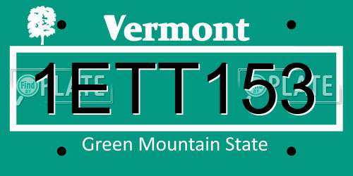 1ETT153 Vermont License Plate