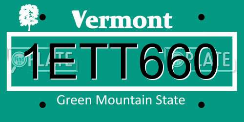 1ETT660 Vermont License Plate