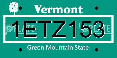 1ETZ153 Vermont License Plate