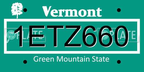 1ETZ660 Vermont License Plate