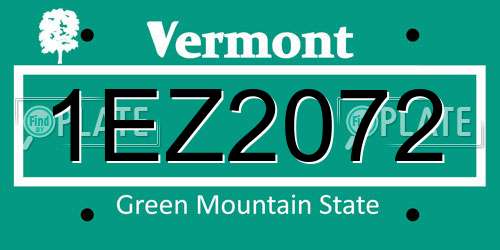 1EZ2072 Vermont License Plate