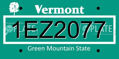 1EZ2077 Vermont License Plate