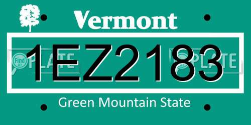 1EZ2183 Vermont License Plate