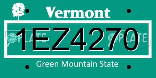 1EZ4270 Vermont License Plate