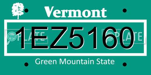 1EZ5160 Vermont License Plate
