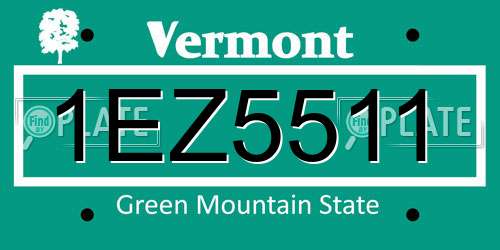 1EZ5511 Vermont License Plate