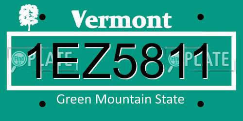 1EZ5811 Vermont License Plate
