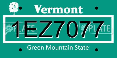 1EZ7077 Vermont License Plate