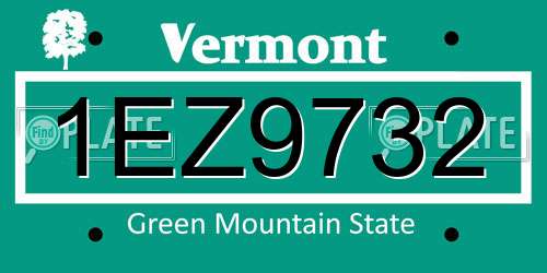 1EZ9732 Vermont License Plate