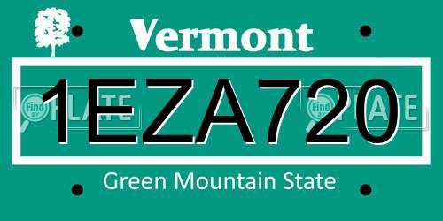 1EZA720 Vermont License Plate