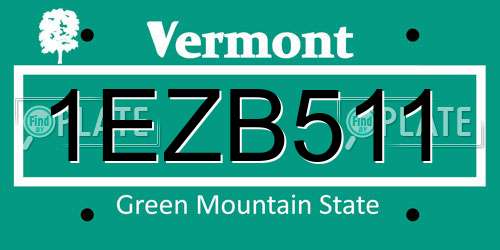 1EZB511 Vermont License Plate