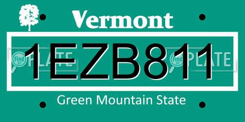 1EZB811 Vermont License Plate