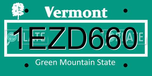 1EZD660 Vermont License Plate