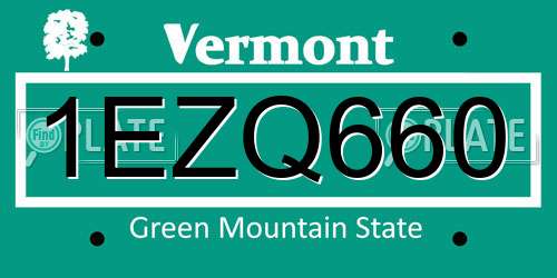 1EZQ660 Vermont License Plate
