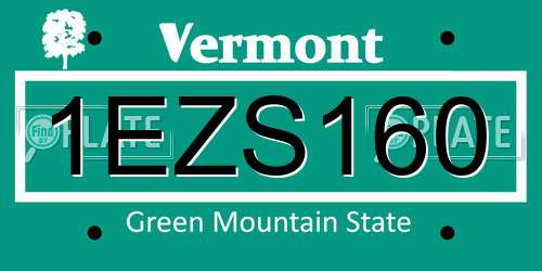 1EZS160 Vermont License Plate
