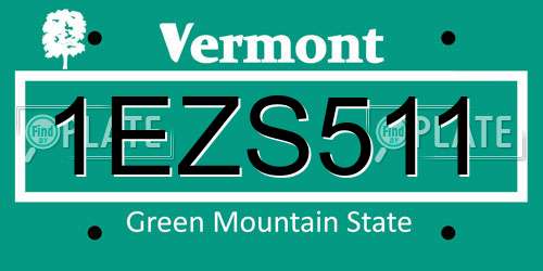 1EZS511 Vermont License Plate
