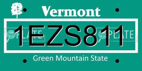 1EZS811 Vermont License Plate