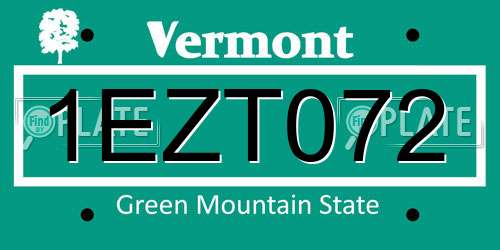1EZT072 Vermont License Plate