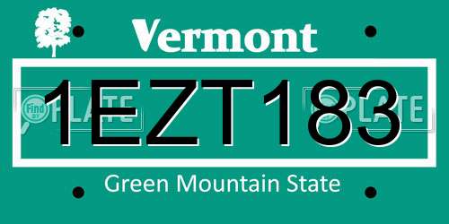 1EZT183 Vermont License Plate