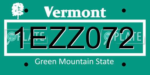 1EZZ072 Vermont License Plate