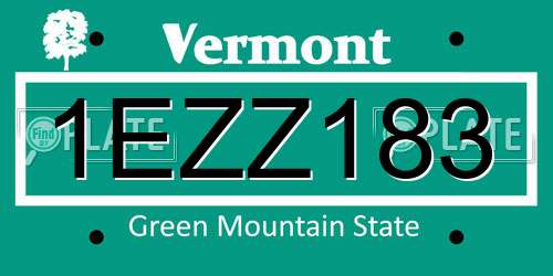 1EZZ183 Vermont License Plate