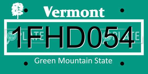 1FHD054 Vermont License Plate