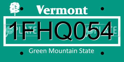 1FHQ054 Vermont License Plate