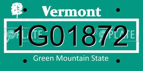 1G01872 Vermont License Plate