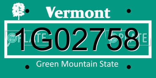 1G02758 Vermont License Plate