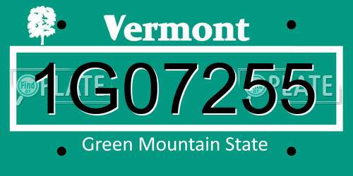 1G07255 Vermont License Plate