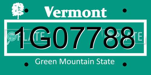 1G07788 Vermont License Plate