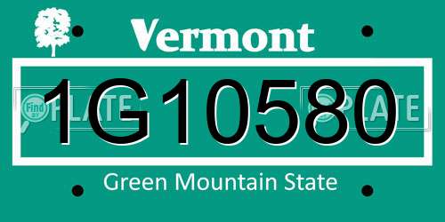 1G10580 Vermont License Plate