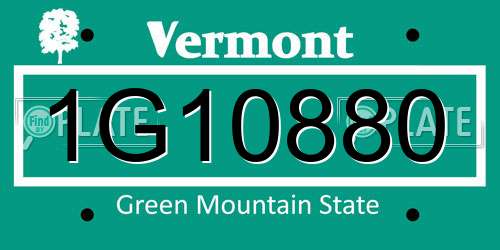 1G10880 Vermont License Plate