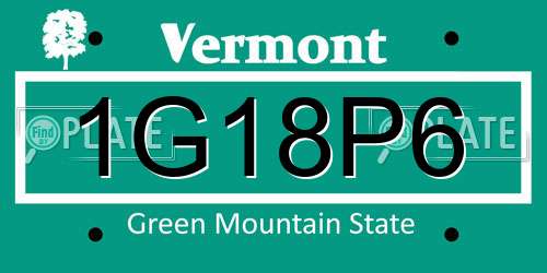 1G18P6 Vermont License Plate