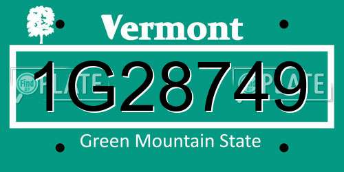1G28749 Vermont License Plate