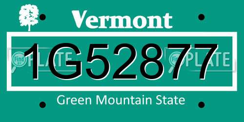 1G52877 Vermont License Plate