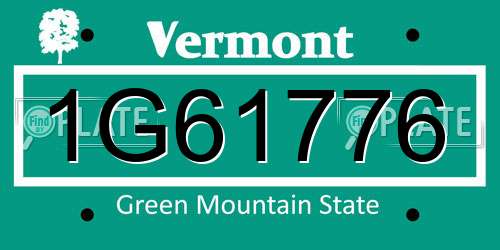 1G61776 Vermont License Plate